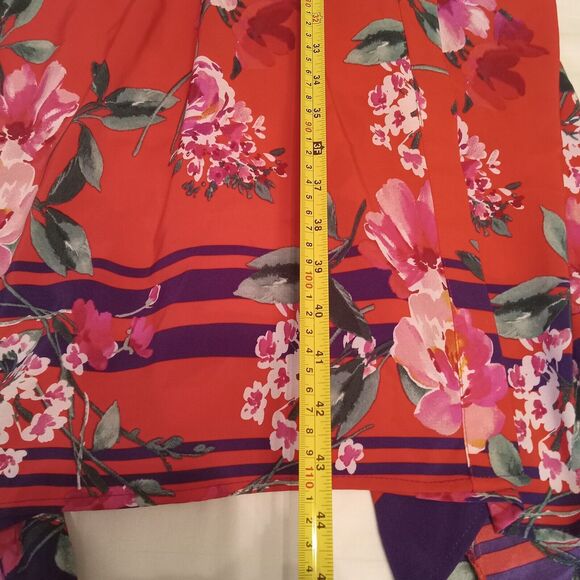 Chris McLaughlin Size 16 Dress Red Pink White Floral Maxi Faux Wraparound - Picture 14 of 15